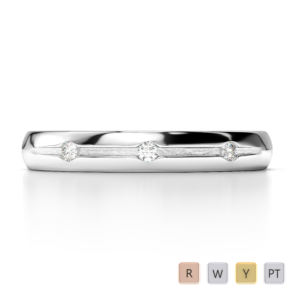 4 MM Gypsy Set Three Stone Diamond Mens Wedding Ring 0154