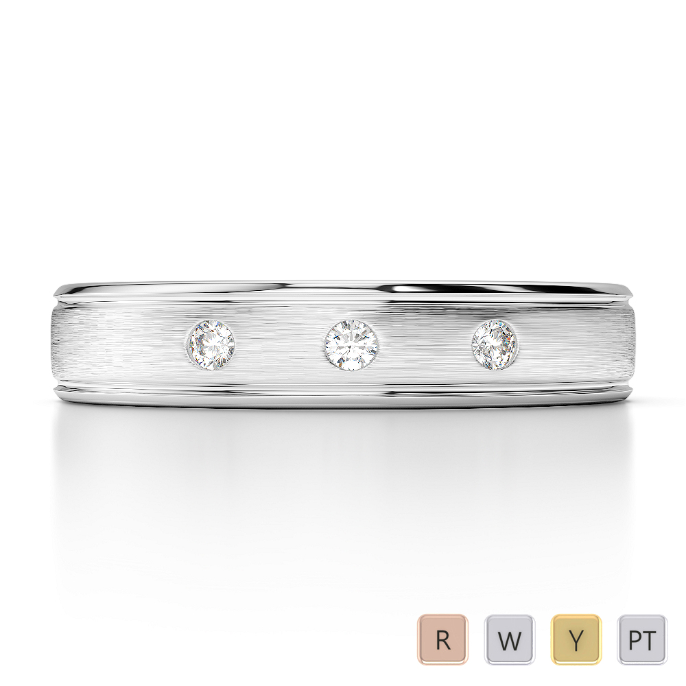 5 MM Gypsy Set 3 Stone Diamond Mens Wedding Ring 0155