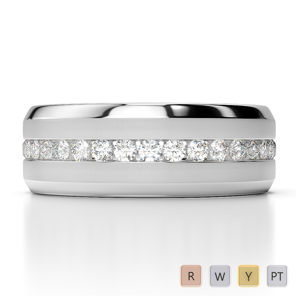 7 MM Channel Set Diamond Mens Band 0158