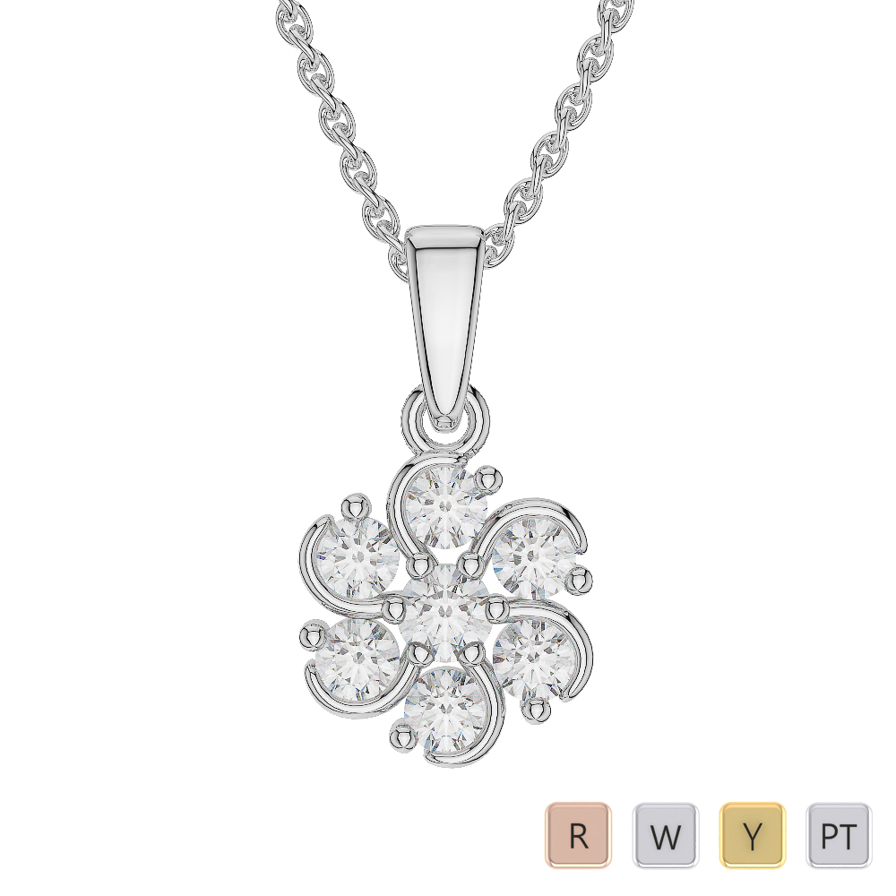 Seven Stone Prong Set Cluster Diamond Necklaces 0554