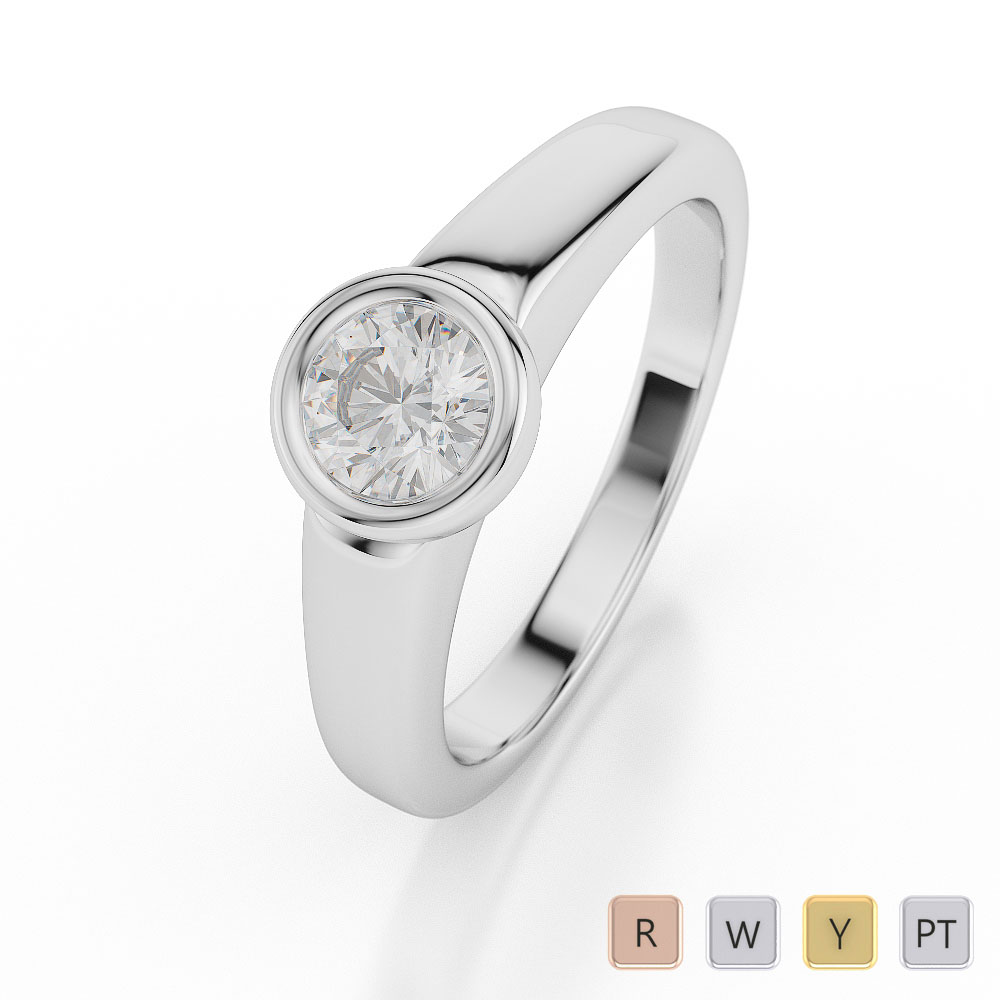 Bezel Set Solitaire Ring With Diamond 0013