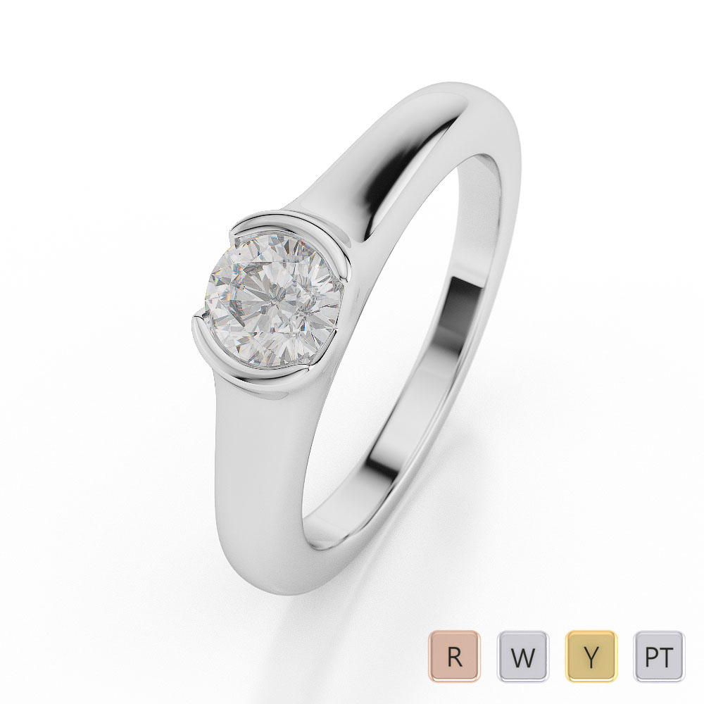 Half Bezel Set Diamond Solitaire Ring 0015
