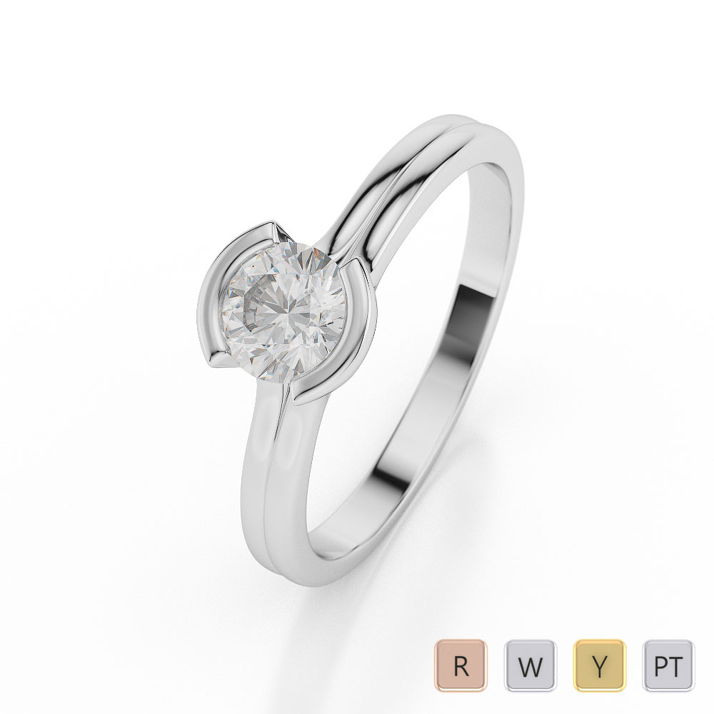 Half Bezel Set Solitaire Ring With Diamond 0016