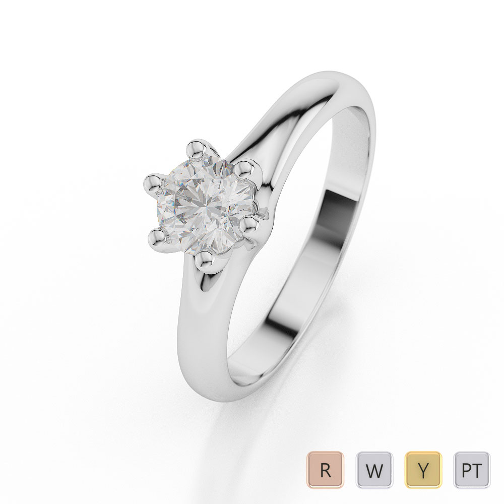 Six Prong Set Solitaire Ring With Diamond 0037