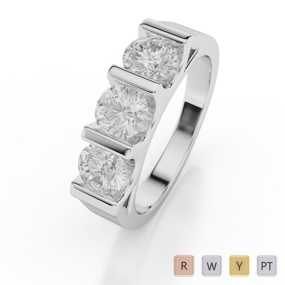 Tension Set Trilogy Diamond Engagement Ring 0057
