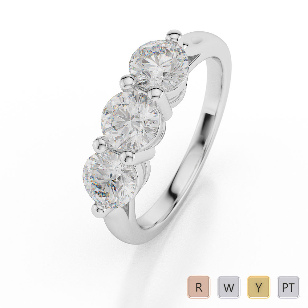 Prong Set Trilogy Diamond Engagement Ring 0059