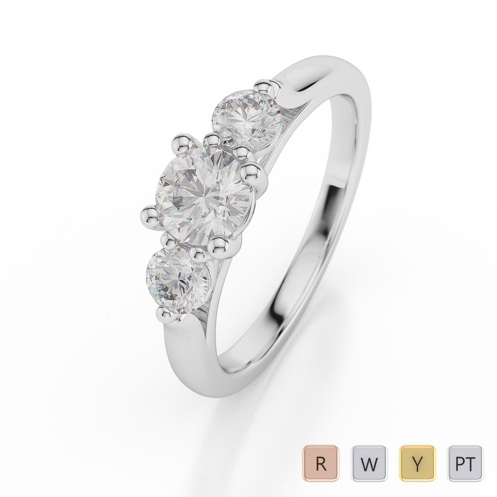 Prong Set Trilogy Diamond Three Stone Ring 0061