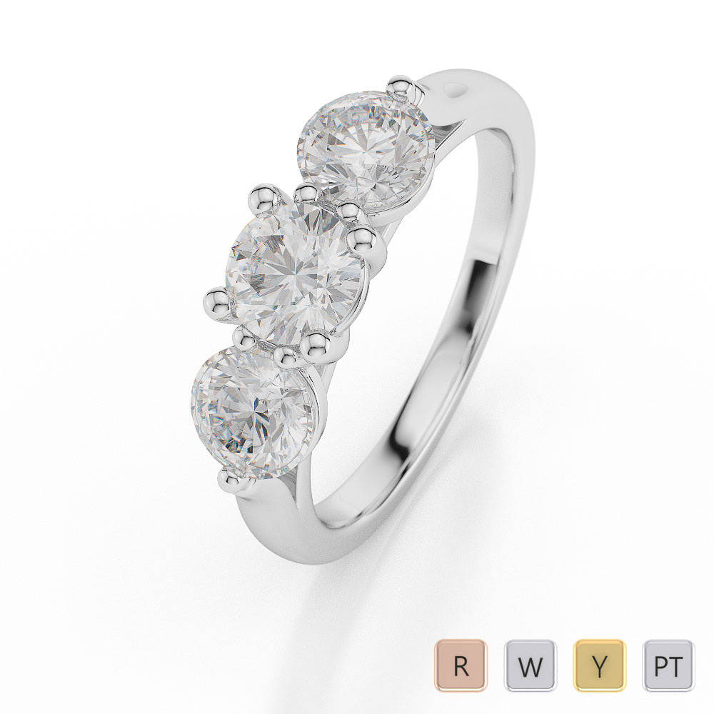 Prong Set Trilogy Diamond Engagement Ring 0062