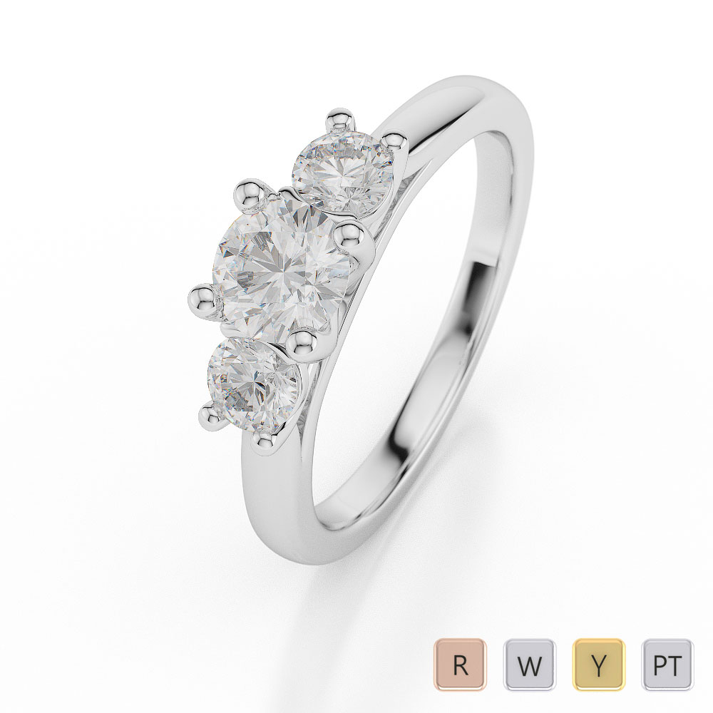 Prong Set Trilogy Diamond 3 Stone Engagement Ring 0063