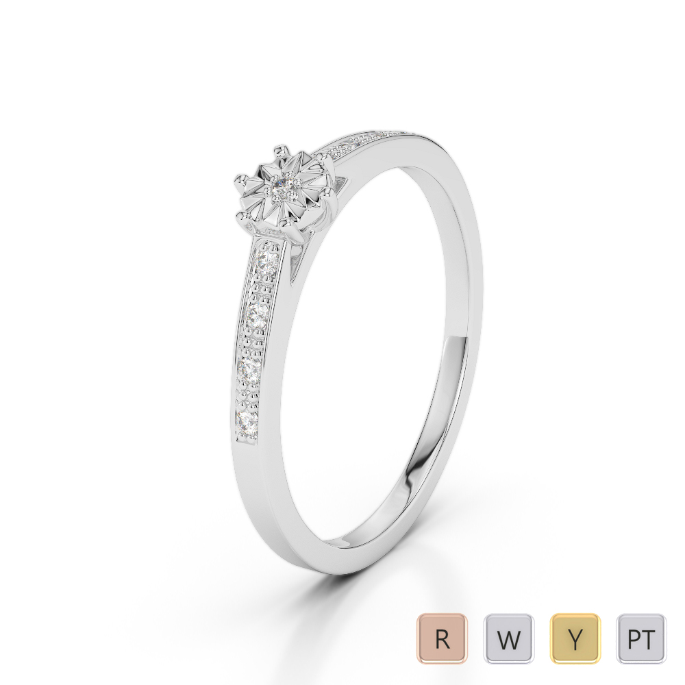 9 Stone Round Cut Diamond Engagement Ring 0229