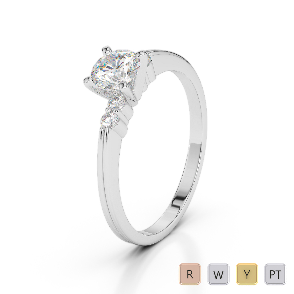 5 Stone Round Cut Diamond Engagement Ring 0247