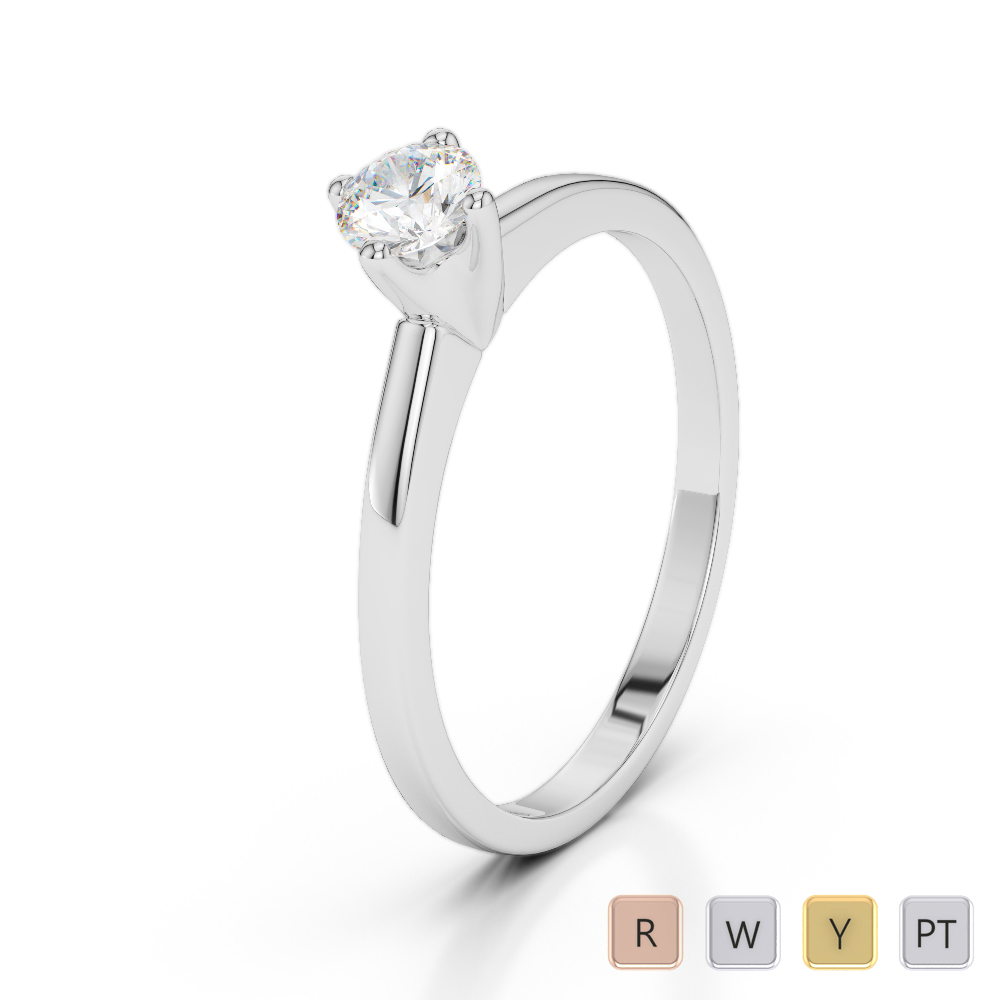 Round Cut Single Stone Diamond Engagement Ring 0271