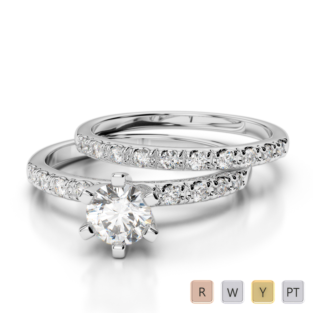 Round Cut Bridal Set Ring With Diamond 0304