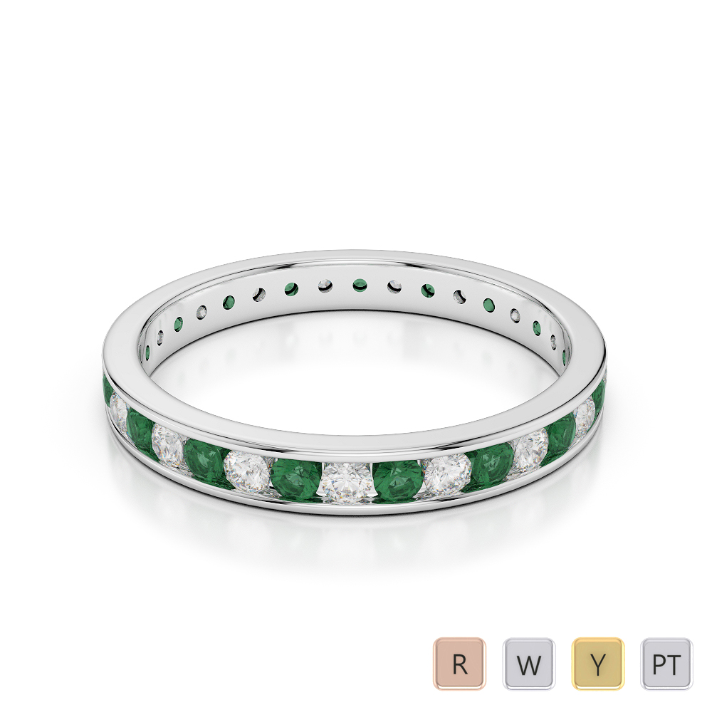 3MM Round Cut Emerald Full Eternity Ring With Diamond 0365