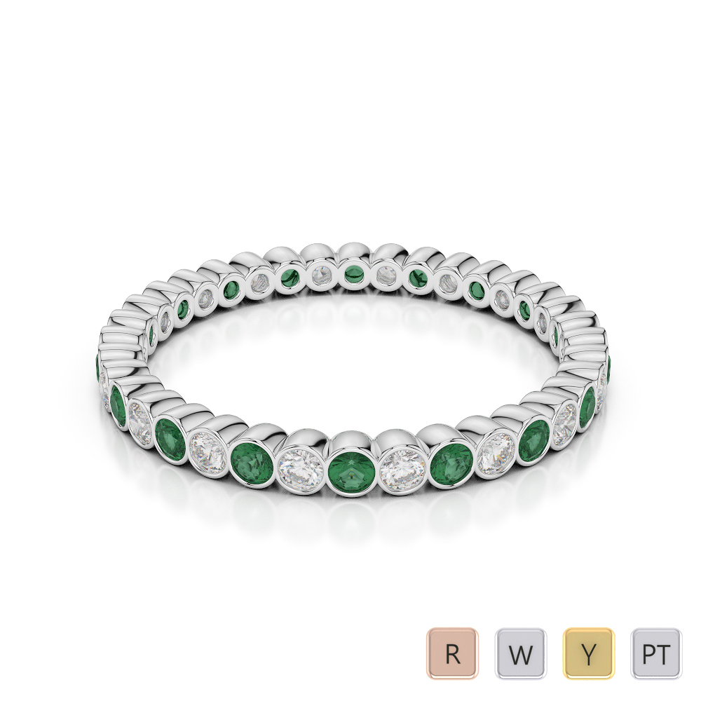2MM Rubover Diamond Full Eternity Ring With Emerald 0376