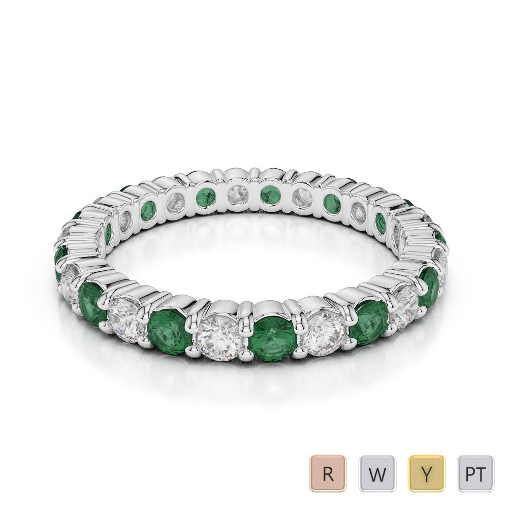 2.5 MM Round Cut Emerald Full Eternity Ring With Diamond 0389