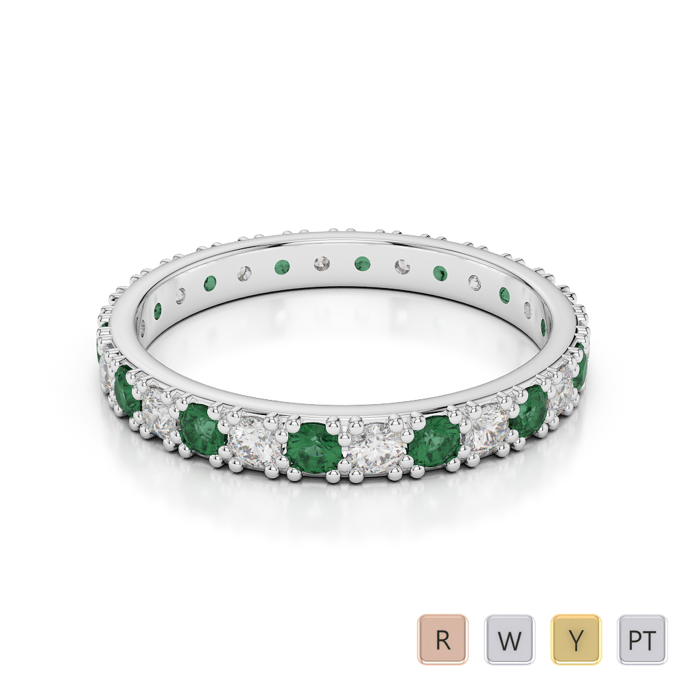 2.5 MM Prong Set Emerald Full Eternity Ring With Diamond 0405