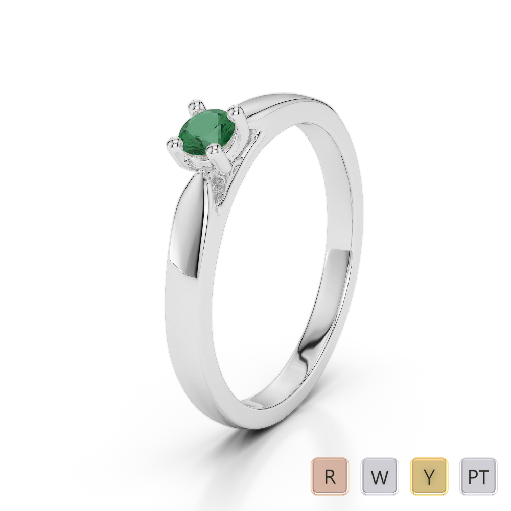 Claw Set Solitaire Emerald Engagement Ring 0228