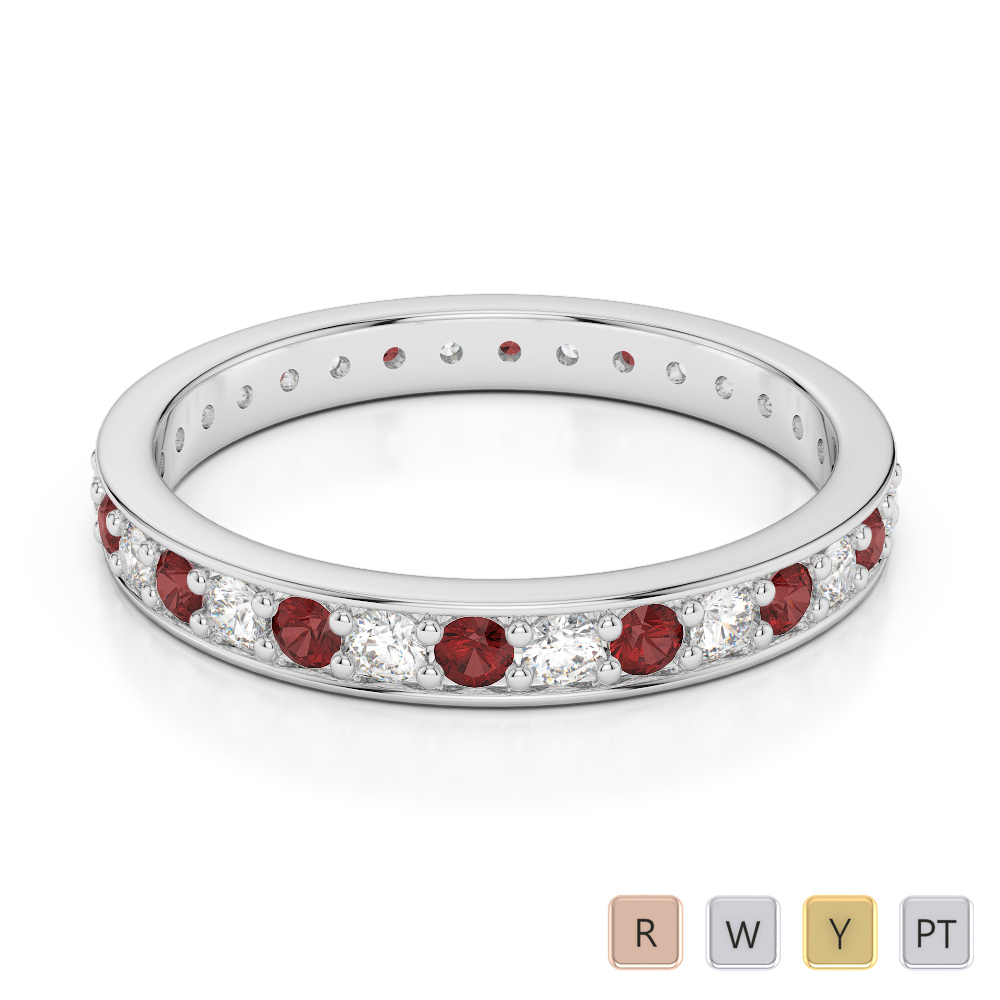 2.5MM Prong Set Diamond and Garnet Full Eternity Ring 0357