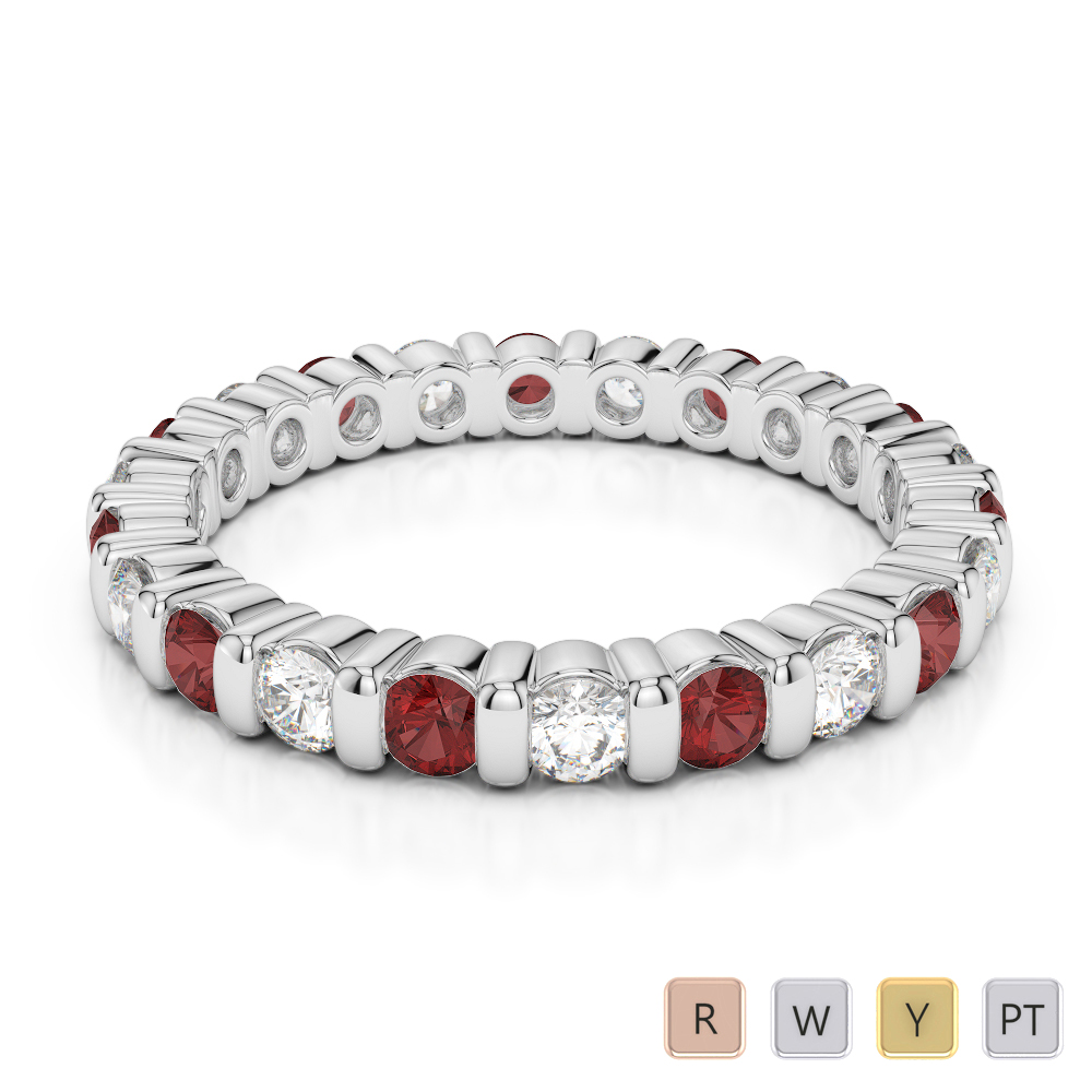 2.5MM Bar Set Diamond and Garnet Full Eternity Ring 0371