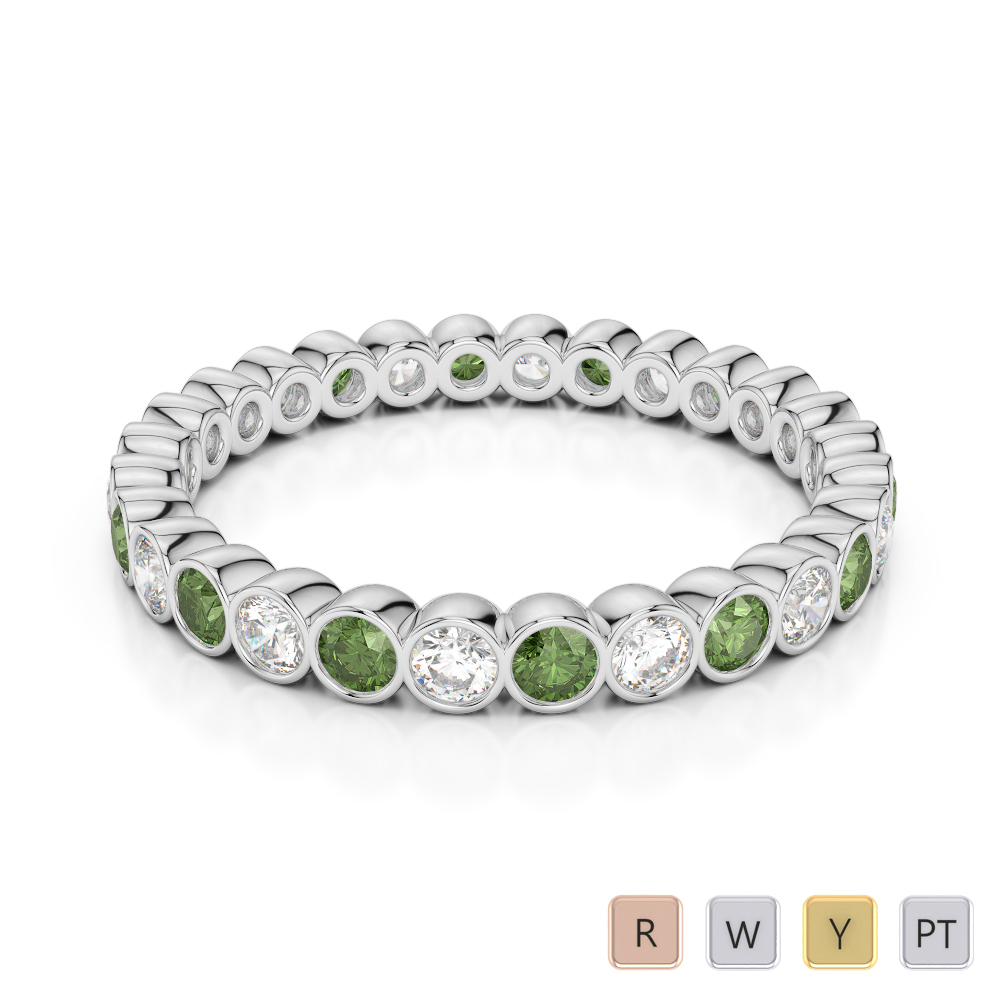 2.5MM Bezel Green Tourmaline and Diamond Full Eternity Ring 0377