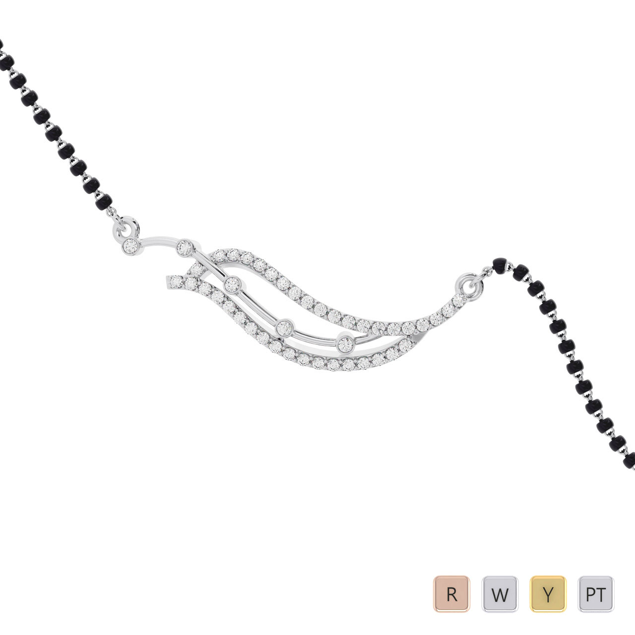 Bezel and Pave Set Diamond Mangalsutra 0673