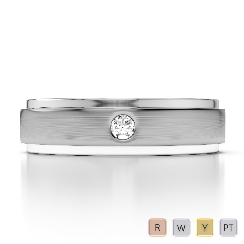 5MM Gypsy Set Single Stone Diamond Mens Wedding Ring 0084