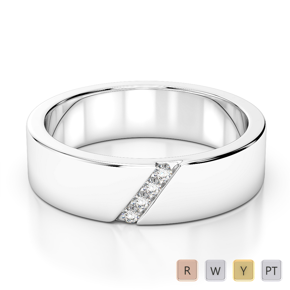 5MM Channel Set 4 Stone Diamond Mens Wedding Ring 0087