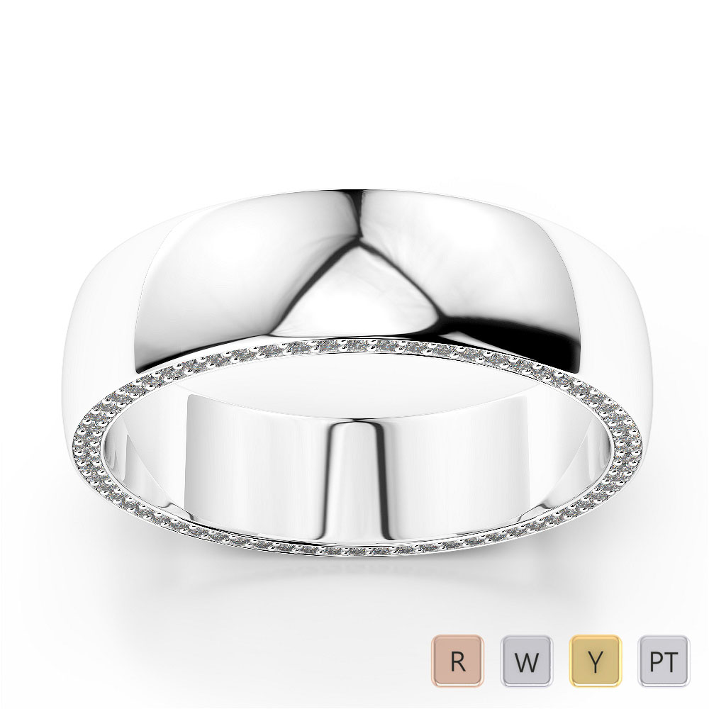 5MM Prong Set Hidden Diamond Mens Wedding Ring 0088