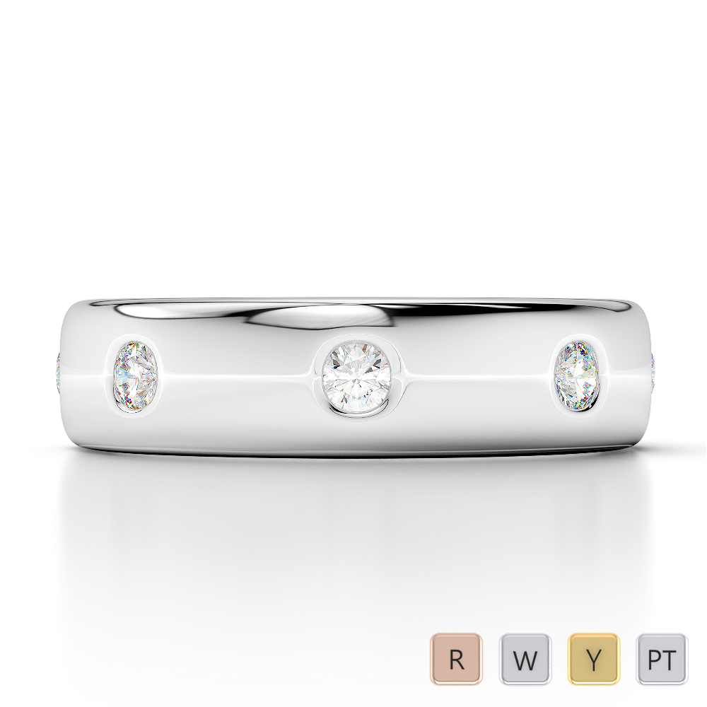 5 MM Gypsy Set Diamond Mens Wedding Ring 0090