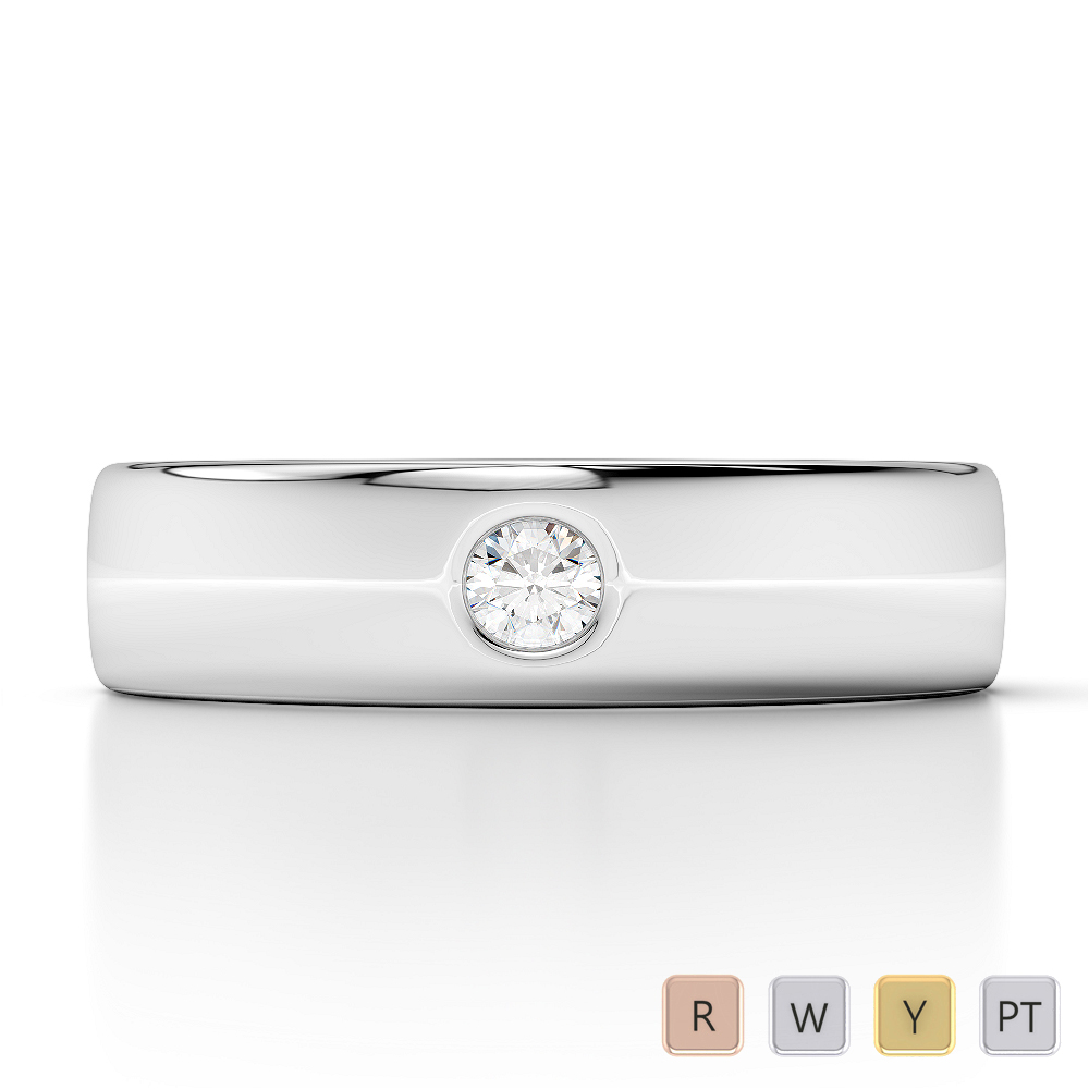 5 MM Gypsy Set Single Stone Diamond Mens Wedding Ring 0092