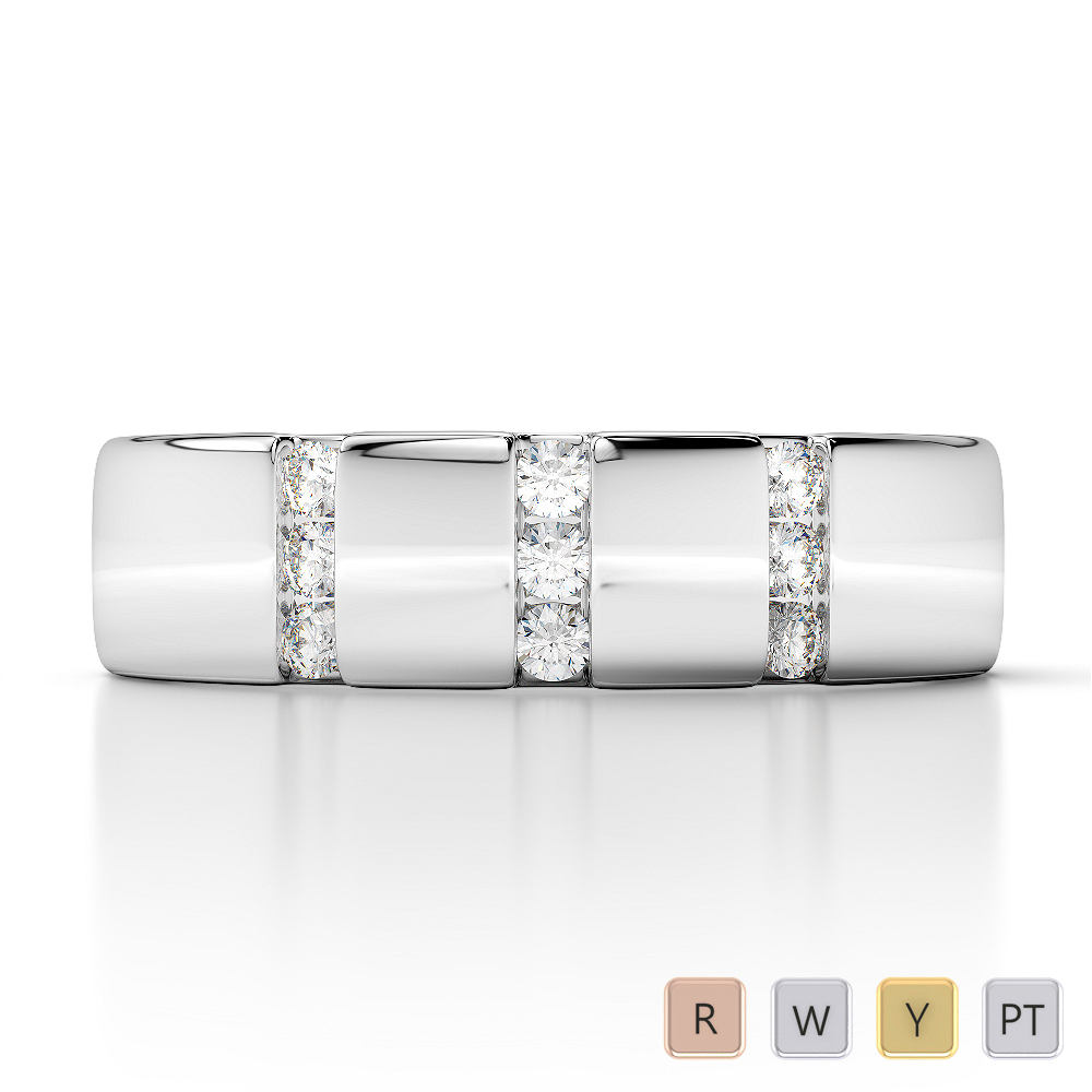 5 MM Channel Set 9 Stone Diamond Mens Wedding Ring 0094