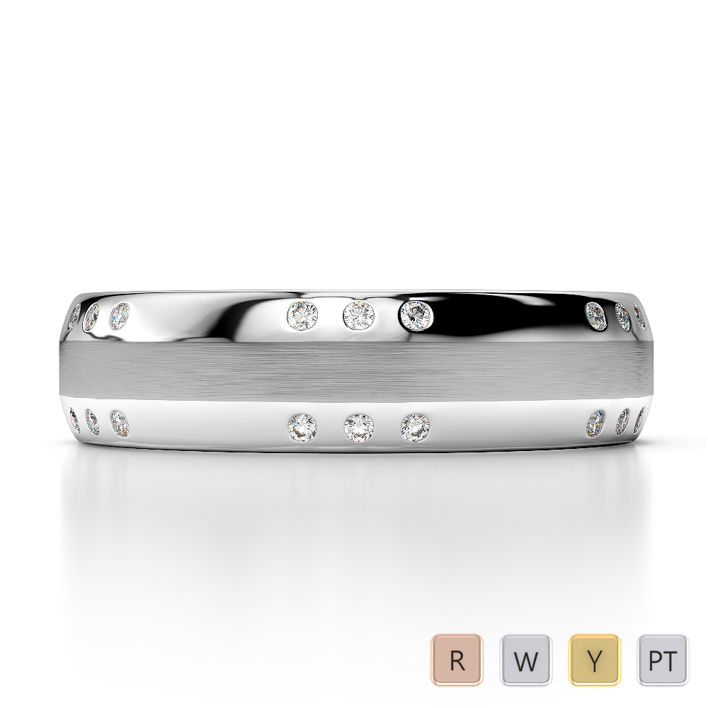 5 MM Flush Set Diamond Mens Wedding Ring 0096