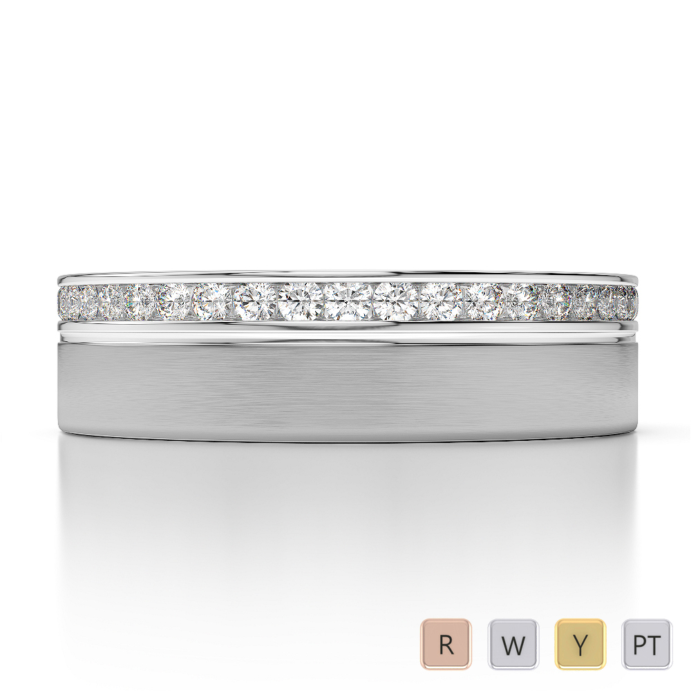 5MM Channel Set Single Row Diamond Mens Wedding Ring 0098