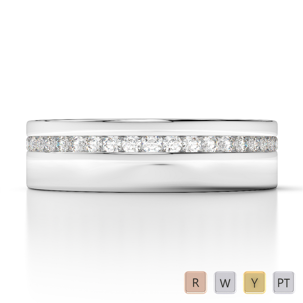 5MM Channel Set Single Row Diamond Mens Wedding Ring 0102