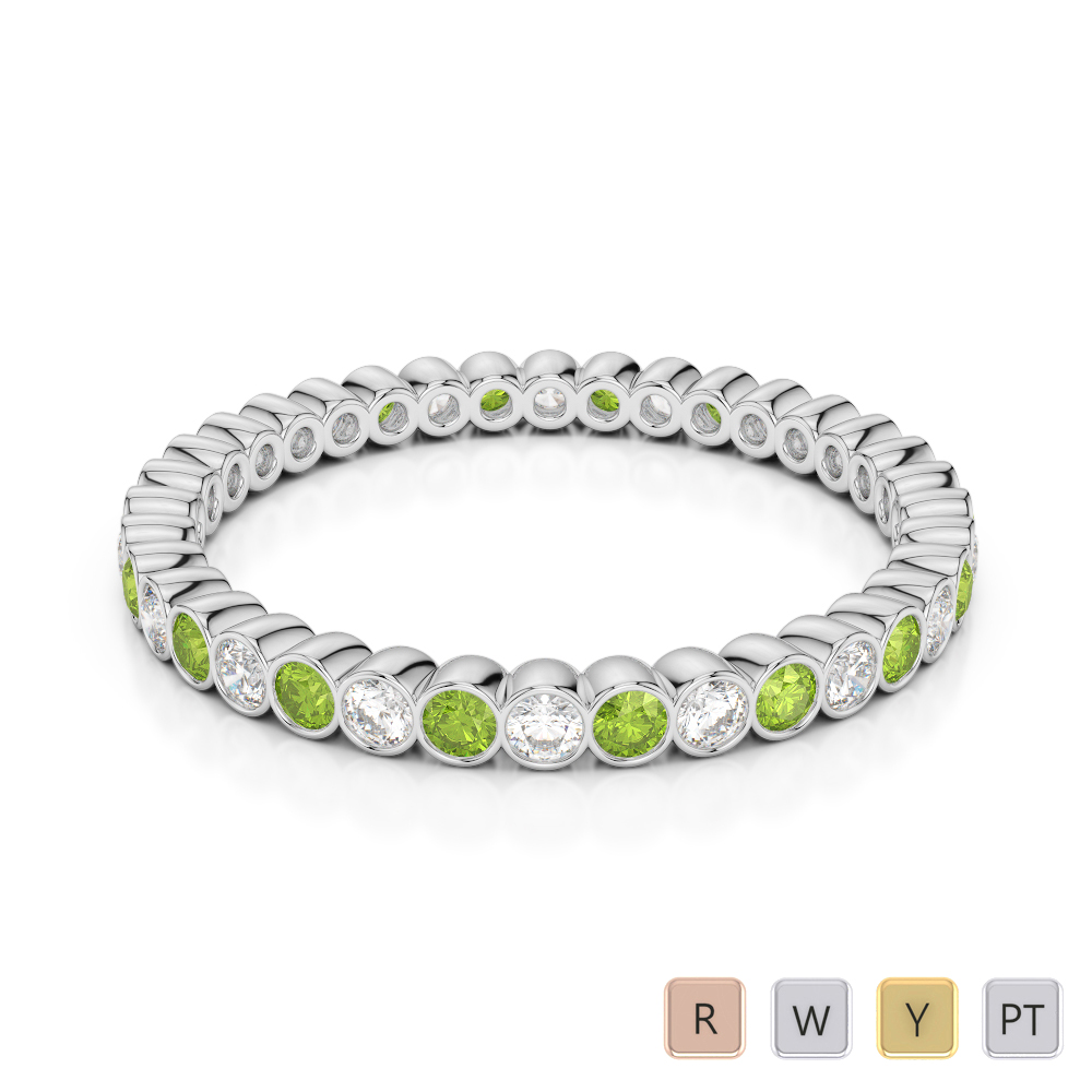 2MM Rubover Diamond Full Eternity Ring With Peridot 0376