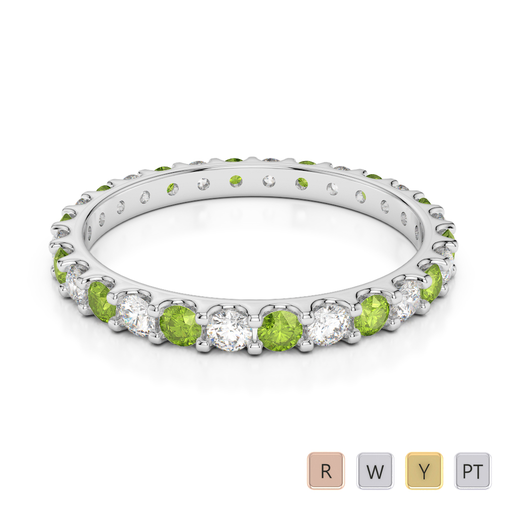 2MM Round Cut Peridot Full Eternity Ring With Diamond 0382