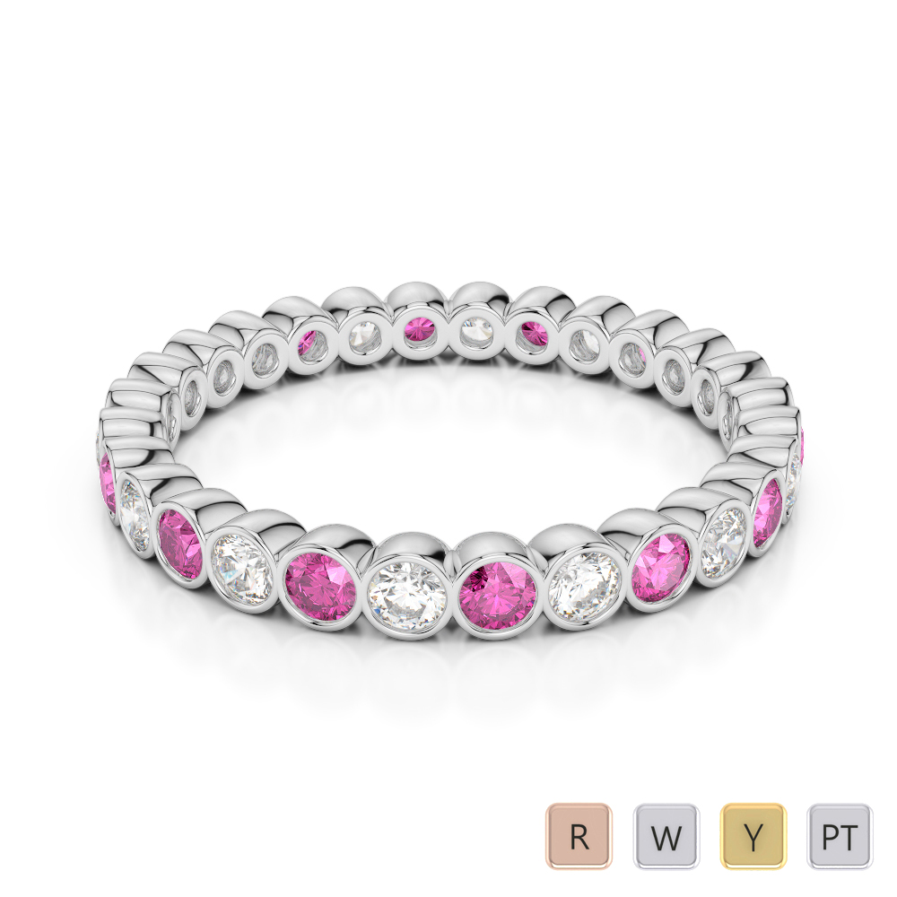2.5MM Bezel Pink Sapphire and Diamond Full Eternity Ring 0377
