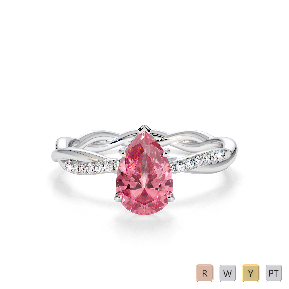 Pink Tourmaline and Diamond Engagement Ring 0766