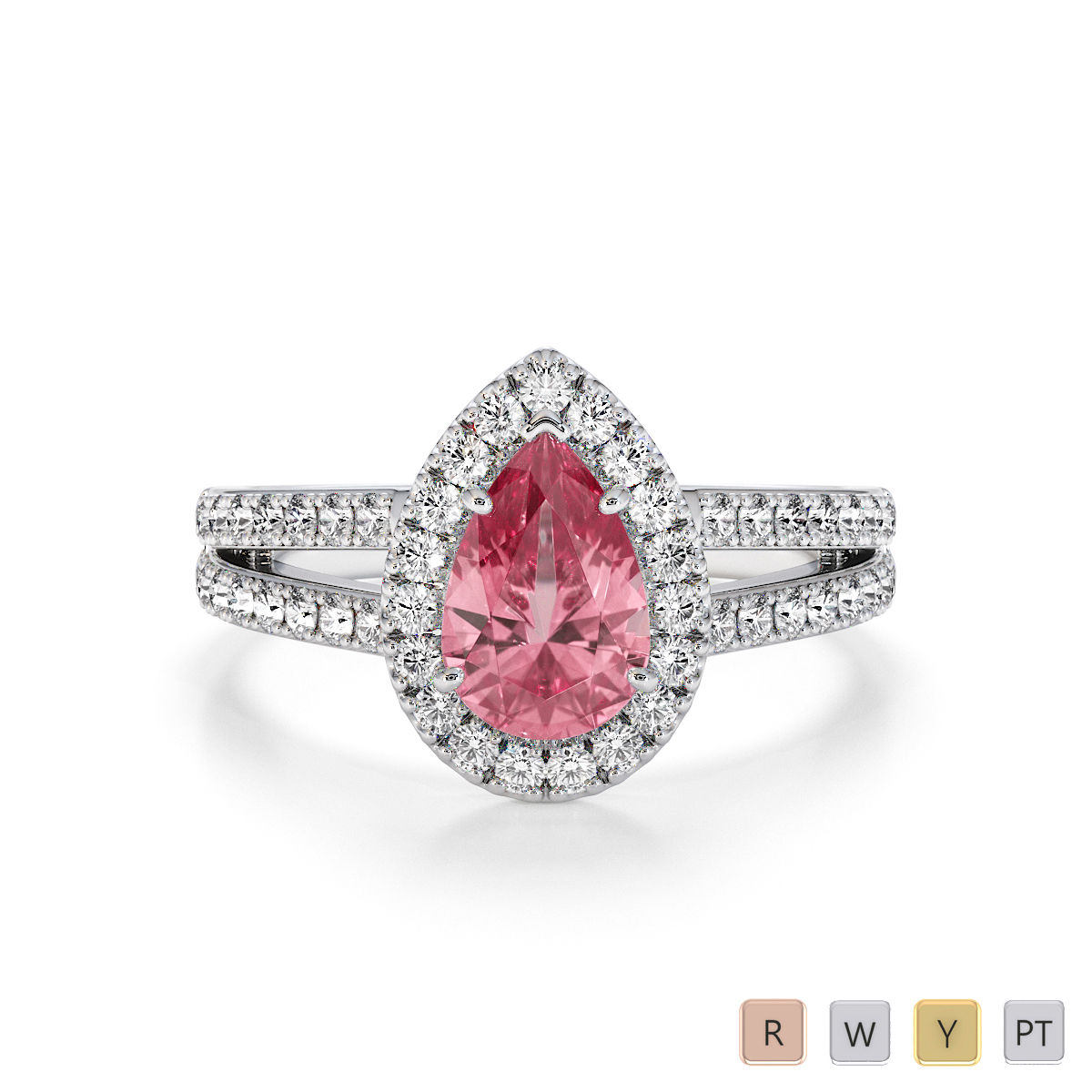 Pear Shape Pink Tourmaline and Diamond Engagement Ring 0794