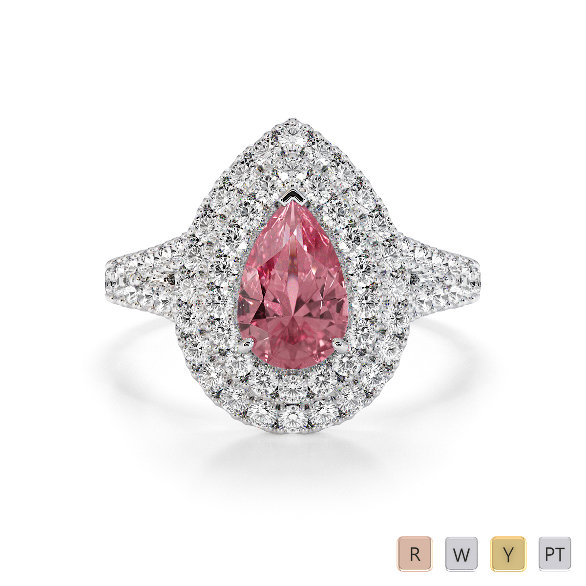 Pear Shape Pink Tourmaline and Diamond Engagement Ring 0796
