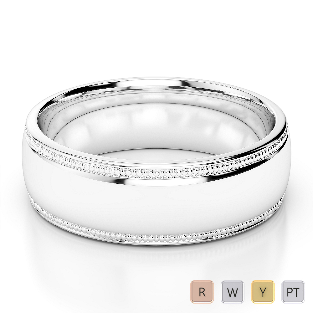 6 MM Milgrain Comfort Fit Mens Plain Band 0192