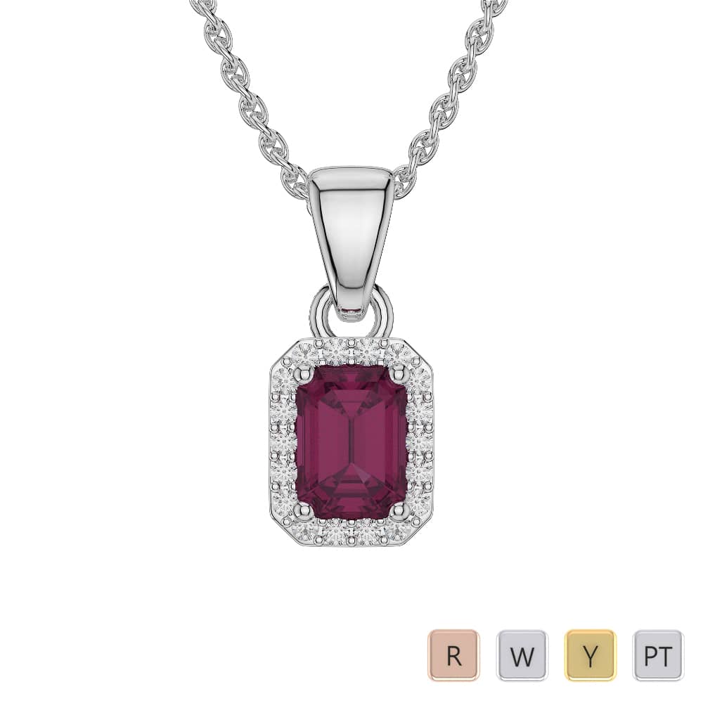 Prong Set Ruby Necklaces With Diamond 0560