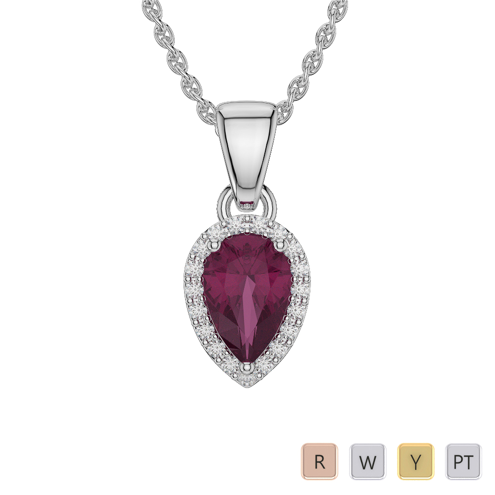 Pear Shape Ruby and Diamond Necklaces 0572