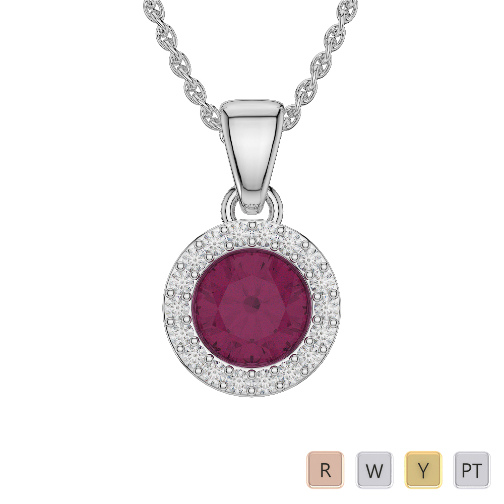 Round Shape Ruby and Diamond Necklaces 0573