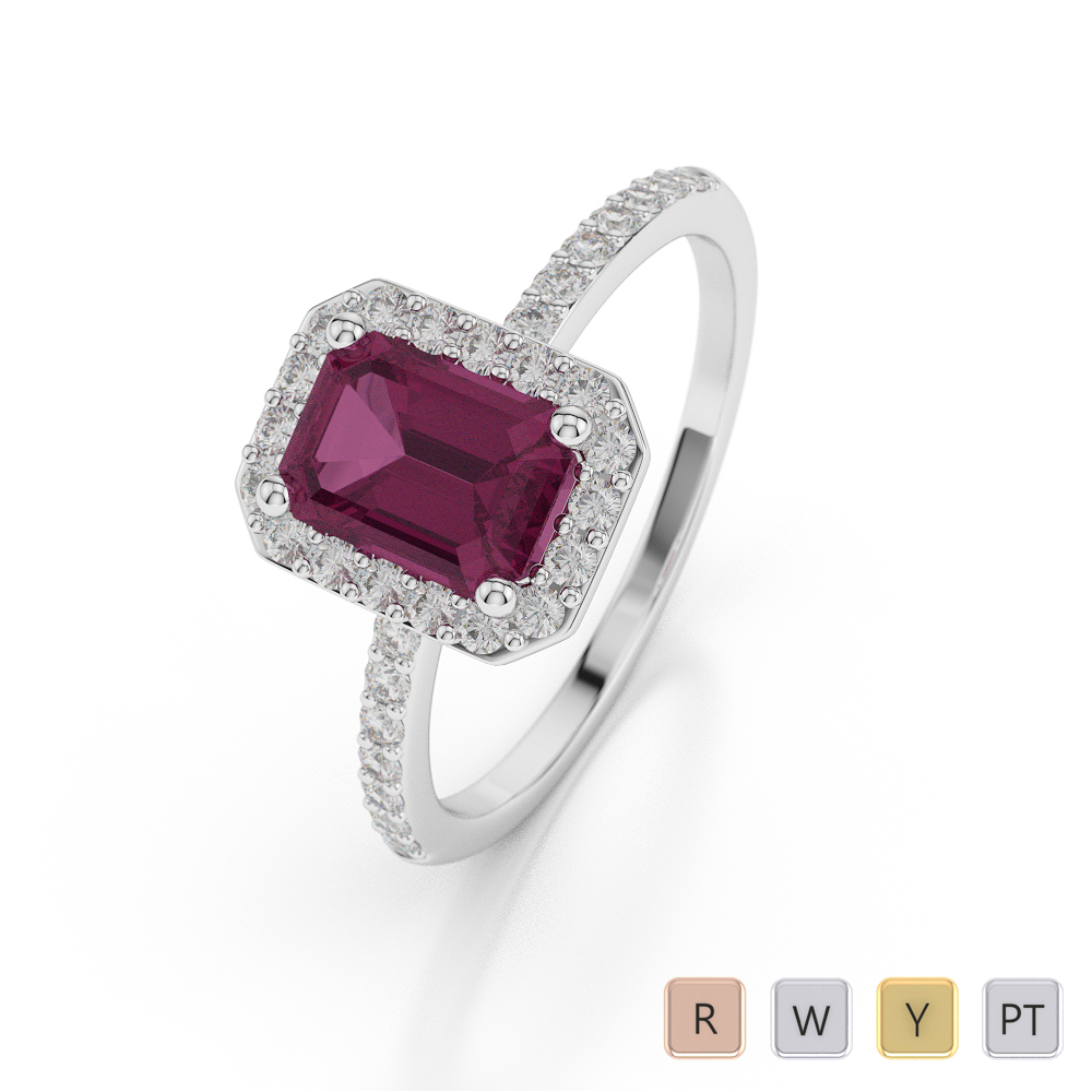 Prong Set Engagement Ring With Ruby and Diamond 0040