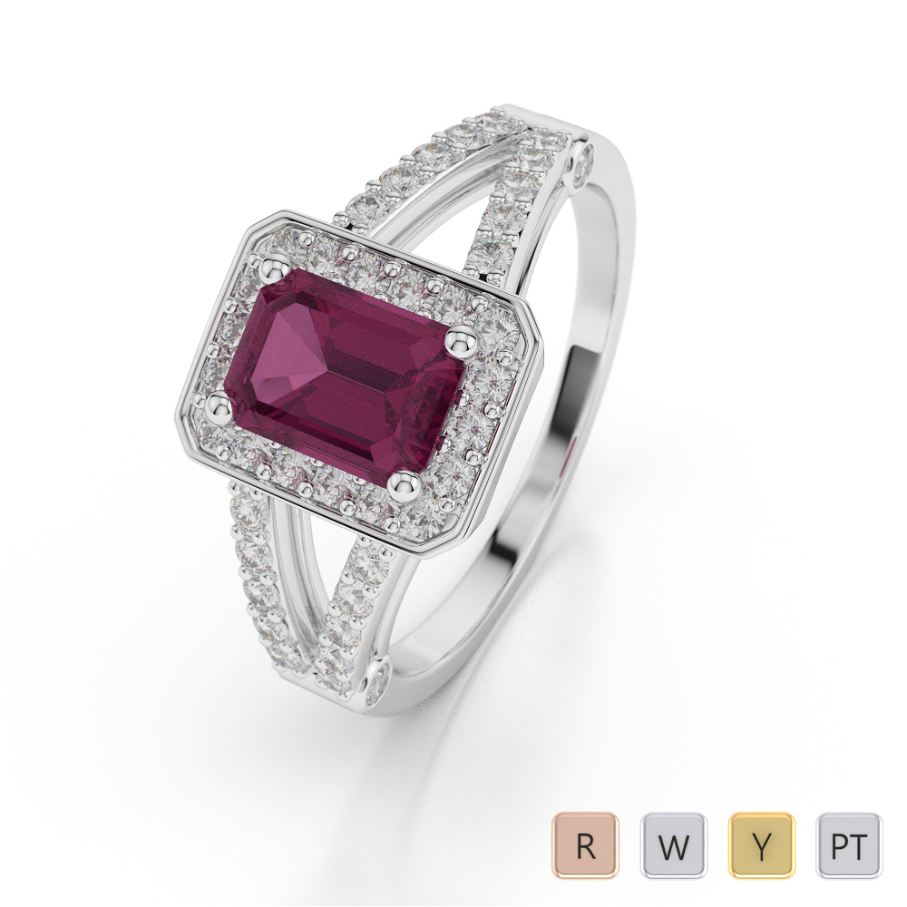 Ruby Engagement Ring With Round Cut Diamond 0041