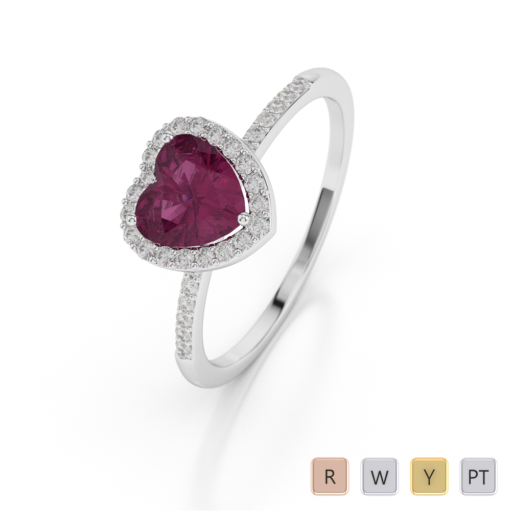 Ruby Engagement Ring With Round Cut Diamond 0043