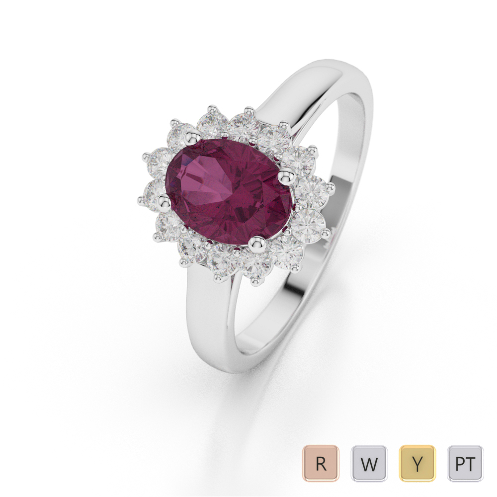 Oval Shape Ruby and Diamond Engagement Ring 0049