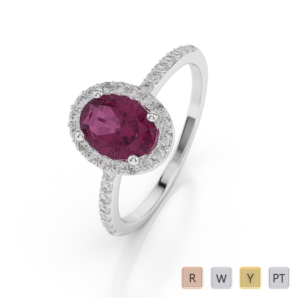 Oval Shape Engagement Ring With Ruby & Diamond 0050